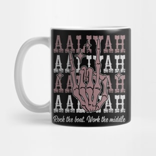 Rock The Boat. Work The Middle Quotes Music Skeleton Hand Mug